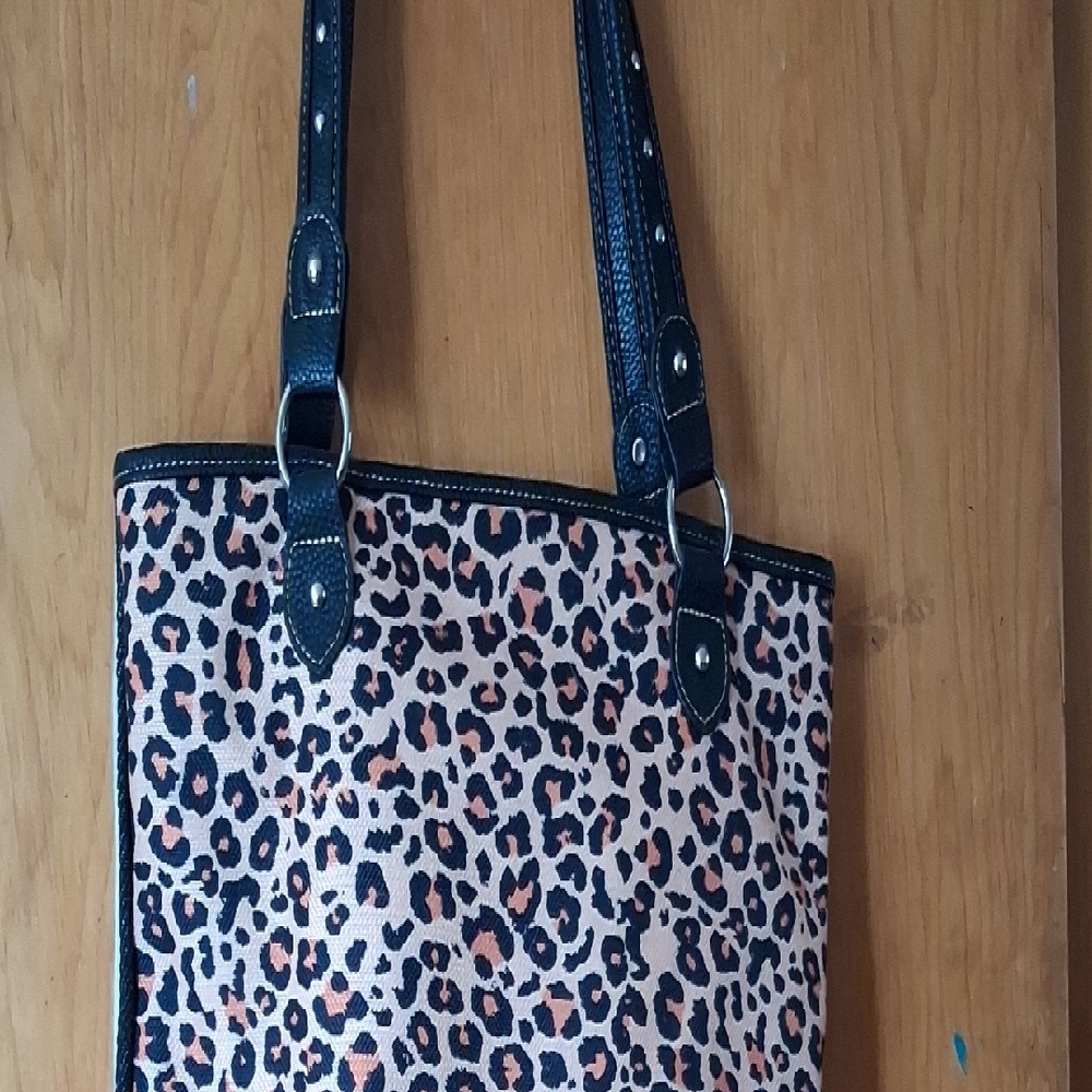 Montana West Leopard Print Tote with Black Trim